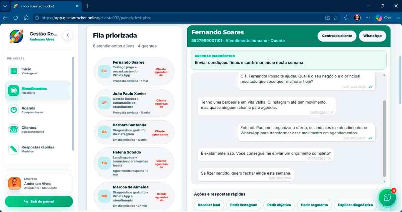 Fila de atendimento guiado da Gestão Rocket